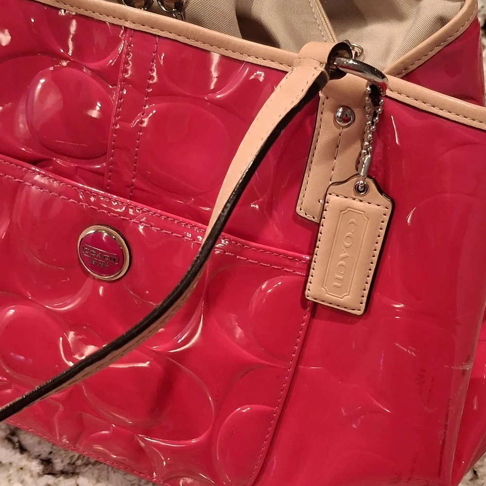 Coach Pink Patent Leather Tote Bag Darena